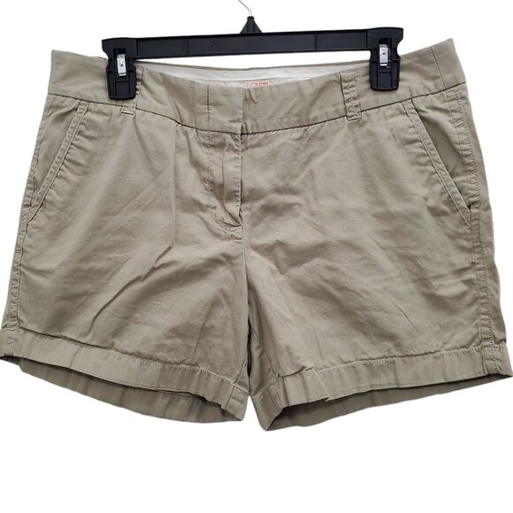 J. Crew Factory Women's Broken-In Chino Beige Cotton 4" Khaki Mom‎ Shorts 10 - Picture 1 of 8